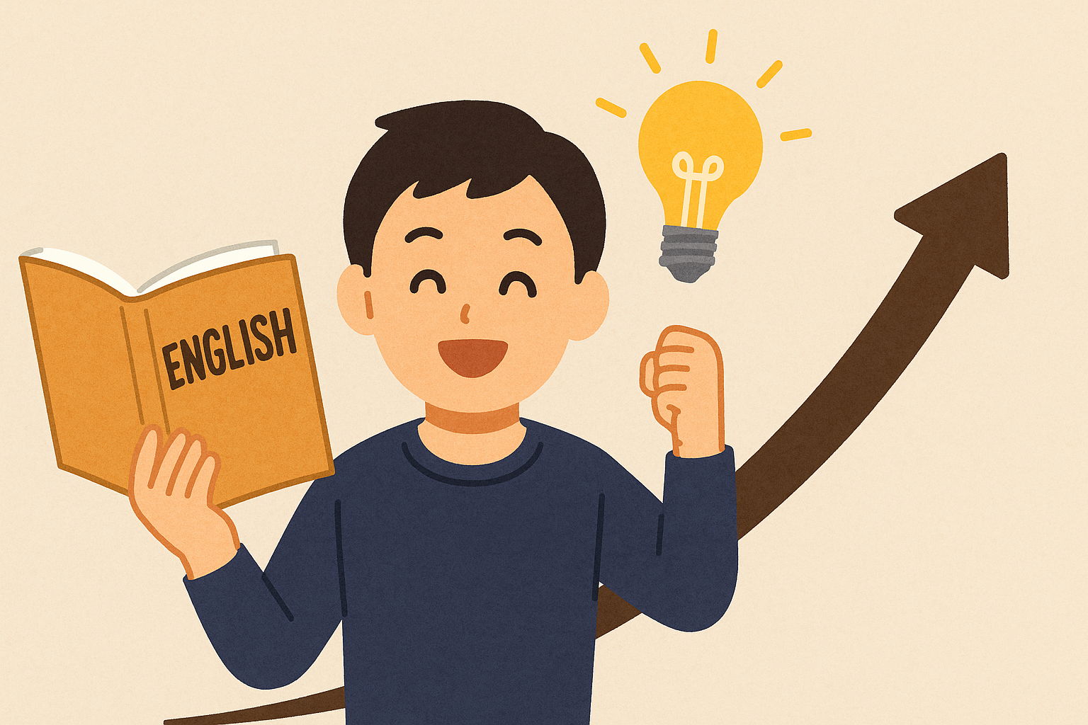 英語学習が捗り、成績が伸びていく生徒の図